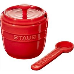 Staub - pojemnik na sól cukier z łyżeczką 9 cm czerwony