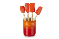 Le Creuset - Pojemnik na przybory kuchenne z czterema narzędziami płomienny