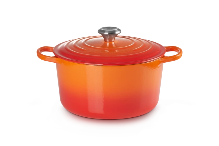 Le Creuset - garnek żeliwny emaliowany Signature okrągła 26 cm 6,3 l płomienna