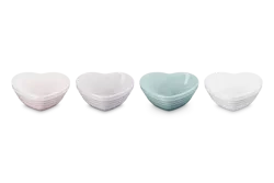 Le Creuset - Zestaw 4 Mini Miseczek Serce Shell Pink, Shallot, Sea Salt, White