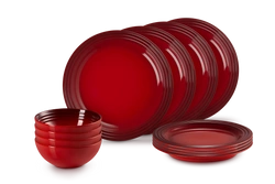 Le Creuset - 12 częściowy zestaw zastawy stołowej Wiśniowy