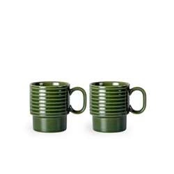 Sagaform - filiżanki do kawy, 2 szt., zielone, ceramika, 0,25 l, wys. 9 cm Coffee & More