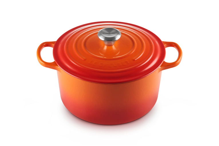 Le Creuset - garnek żeliwny emaliowany Signature okrągła 24 cm 5 l Płomienny