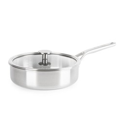 KitchenAid - Głęboka patelnia z pokrywką 3-warstwowa, stalowa - 24cm