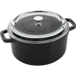 Staub - garnek żeliwny okrągły ze szklaną pokrywką 3.8 ltr czarny La Cocotte