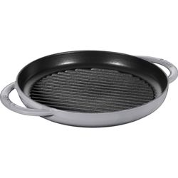 Staub - okrągła patelnia żeliwna grillowa z dwoma uchwytami 26 cm, grafitowy