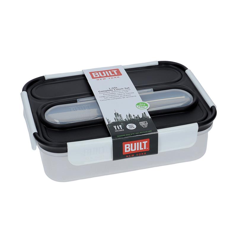 Built - Lunchbox ze sztućcami czarny / Built