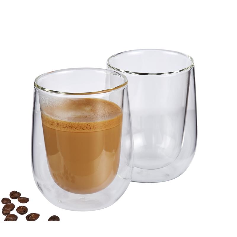 Cilio - 2 szklanki do kawy z mlekiem, podwójne ścianki, 0,25 l, śred. 9 x 11 cm Verona
