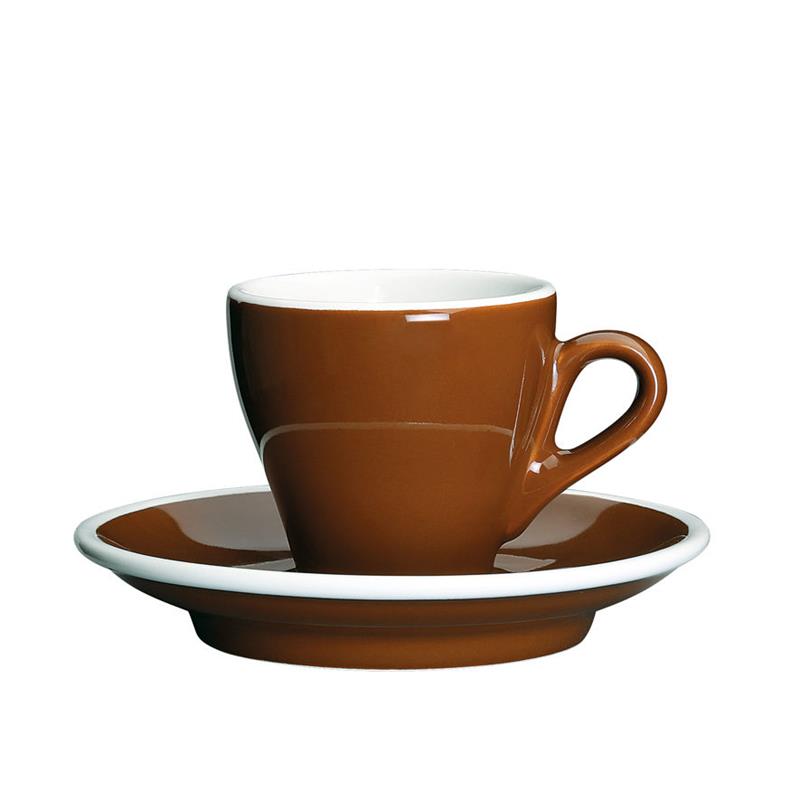 Cilio - porcelanowa filiżanka do espresso ze spodkiem, 50 ml, brązowo-biała Milano