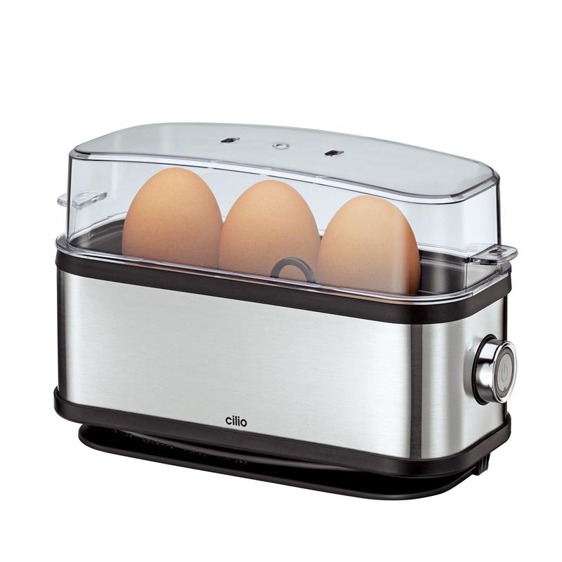 Cilio - urządzenie do gotowania jajek, na 3 jajka, stal nierdzewna/tworzywo sztuczne, 9 x 20 x 14 cm Classic