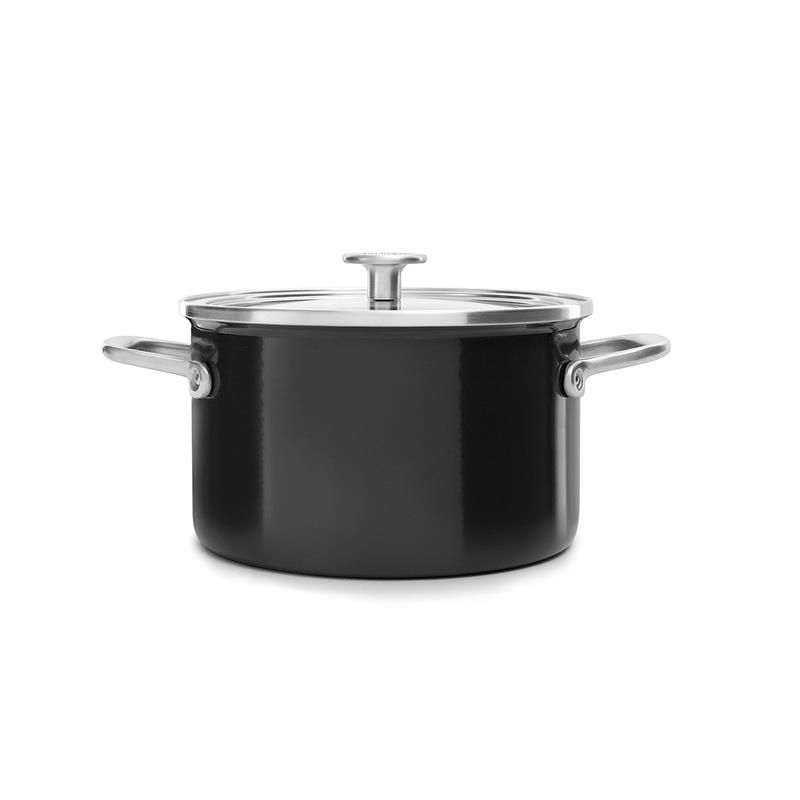 KitchenAid - Garnek emaliowany z pokrywką 20 cm 3,7 L czarny