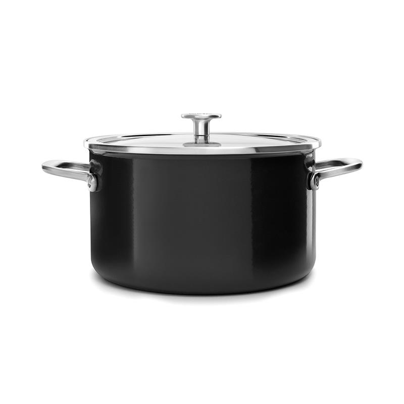 KitchenAid - Garnek emaliowany z pokrywką 6L - czarny