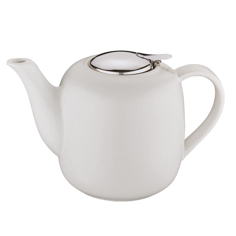 Kuchenprofi - dzbanek do herbaty, z zaparzaczem, ceramika/stal nierdzewna, 1,5 l, biały London