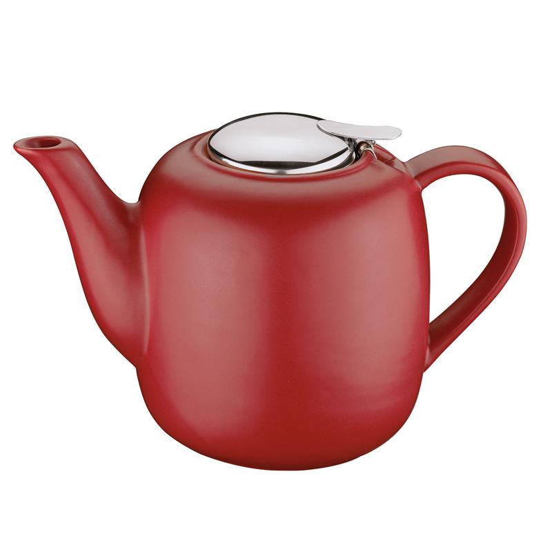 Kuchenprofi - dzbanek do herbaty, z zaparzaczem, ceramika/stal nierdzewna, 1,5 l, czerwony London