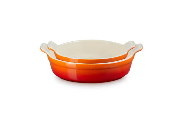 Le Creuset - Kamionkowy zestaw 2 okrągłych form do pieczenia Heritage 20cm/24cm Płomienny