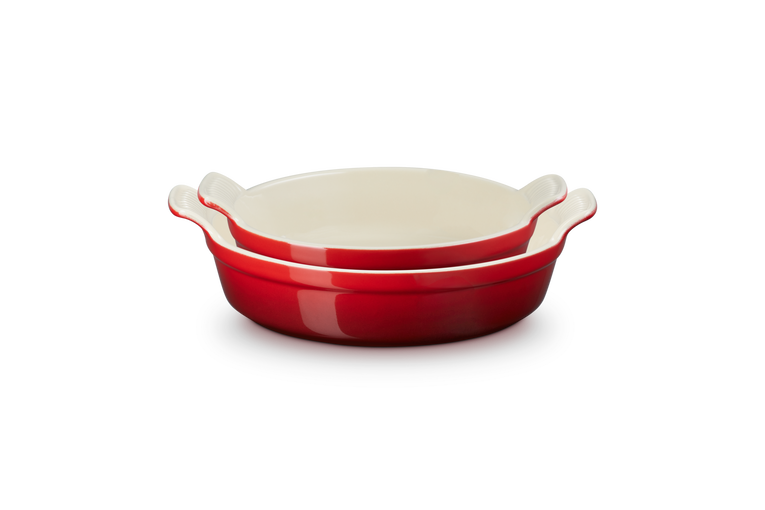 Le Creuset - Kamionkowy zestaw 2 okrągłych form do pieczenia Heritage 20cm/24cm Wiśniowe