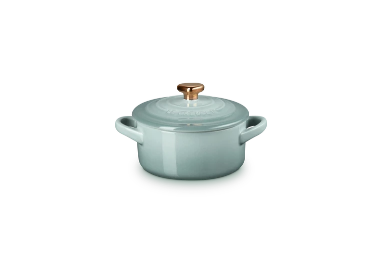 Le Creuset - Mini-Cocotte 10 cm ze złotą gałką serce Sea Salt