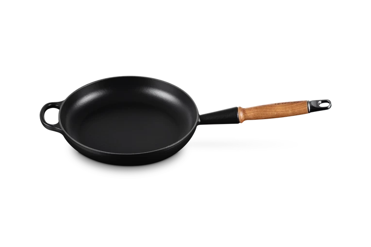 Le Creuset - patelnia żeliwna z drewnianym uchwytem 24 cm czarna