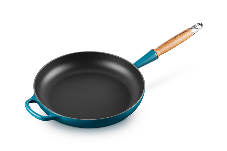 Le Creuset - patelnia żeliwna z drewnianym uchwytem 28 cm Deep Teal