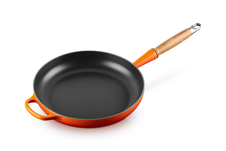 Le Creuset - patelnia żeliwna z drewnianym uchwytem 28 cm Płomienna