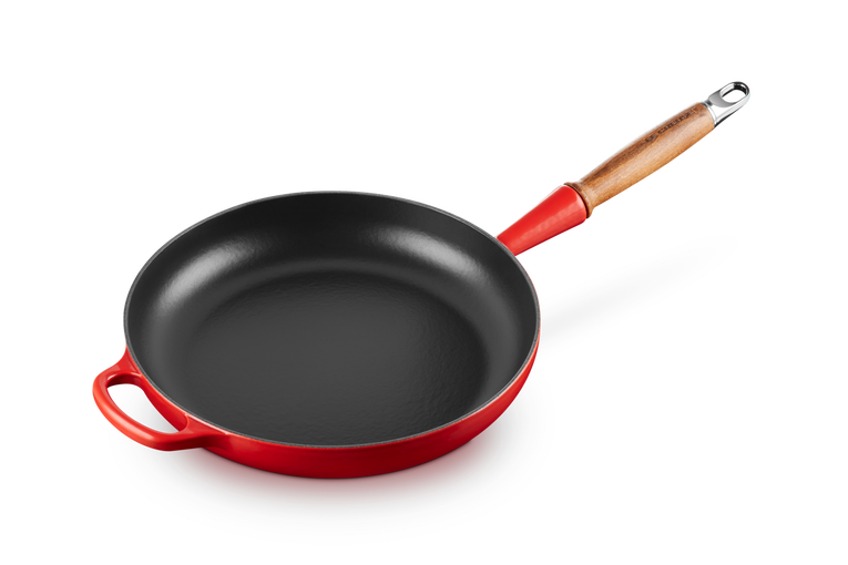 Le Creuset - patelnia żeliwna z drewnianym uchwytem 28 cm Wiśniowy