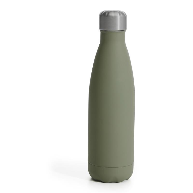 Sagaform - butelka stalowa termiczna, zielona matowa, gumowana, 0,5 l To go