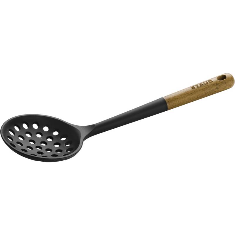 Staub - cedzak czarna silikonowa uchwyt akacja 31 cm