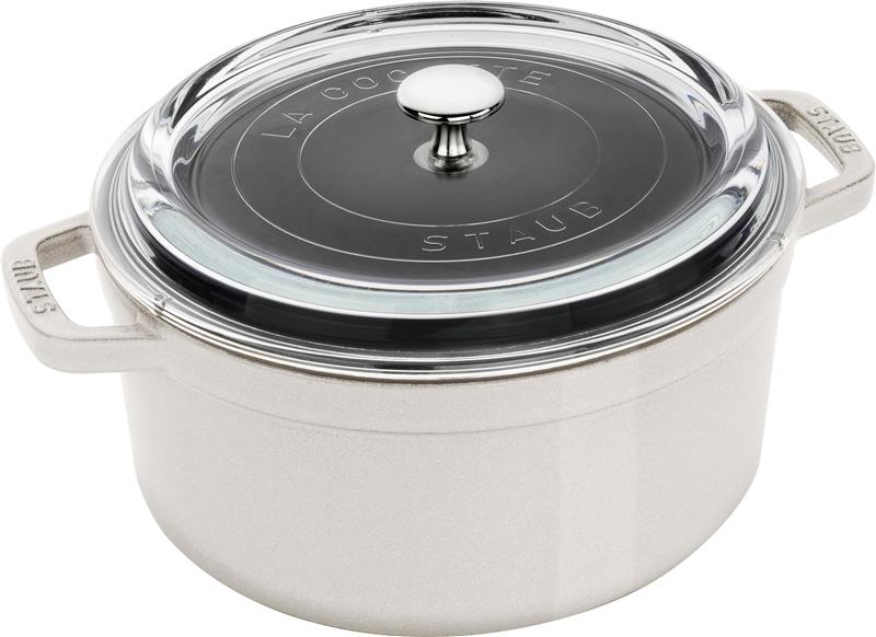 Staub - garnek żeliwny ze szklaną pokrywką 3.8 l truflowy La Cocotte