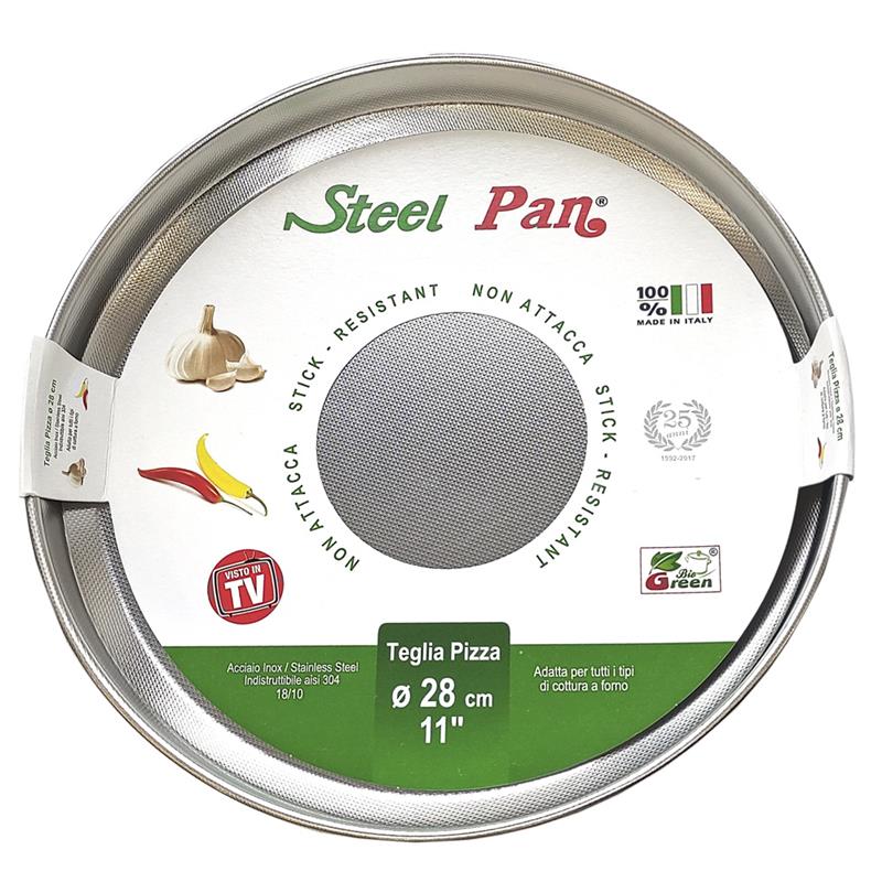 Steel Pan - Forma okrągła do pieczenia pizzy stalowa z nieprzywierającą teksturą 28x3 cm