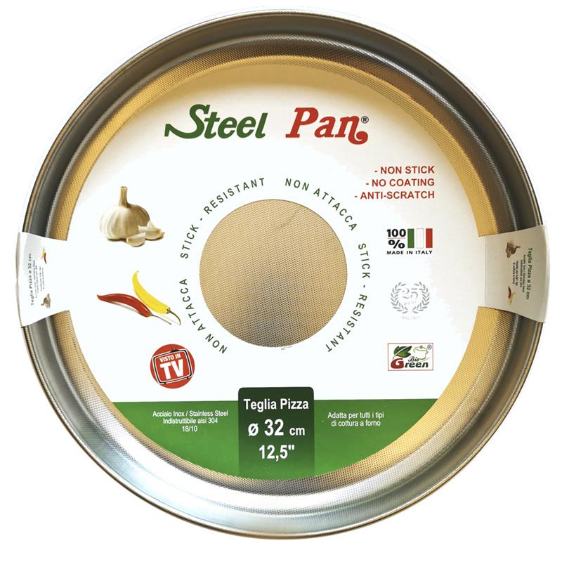 Steel Pan - Forma okrągła do pieczenia pizzy stalowa z nieprzywierającą teksturą 32x3 cm