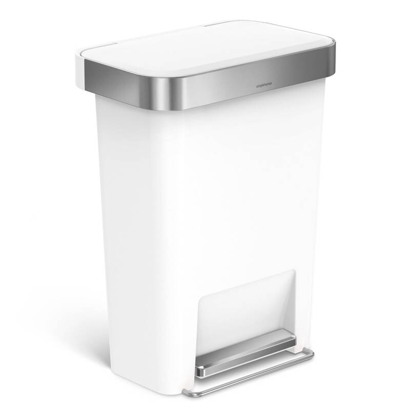 simplehuman - Kosz na śmieci pedałowy Liner Pocket, 45 l; biały